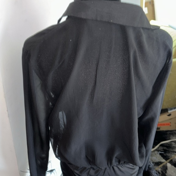 Akira Sheer Ostrich Feather Bodysuit Size L - Picture 6 of 6